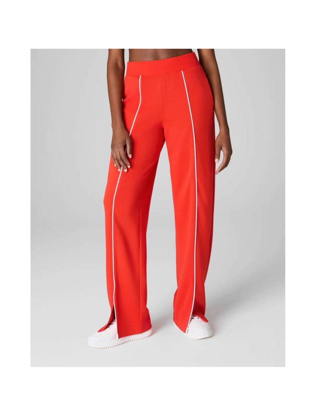 SPANX air essentials pique straight track pants in poppy size medium sporty work